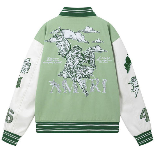 AMRI Angel Branded Woven Varsity Jacket