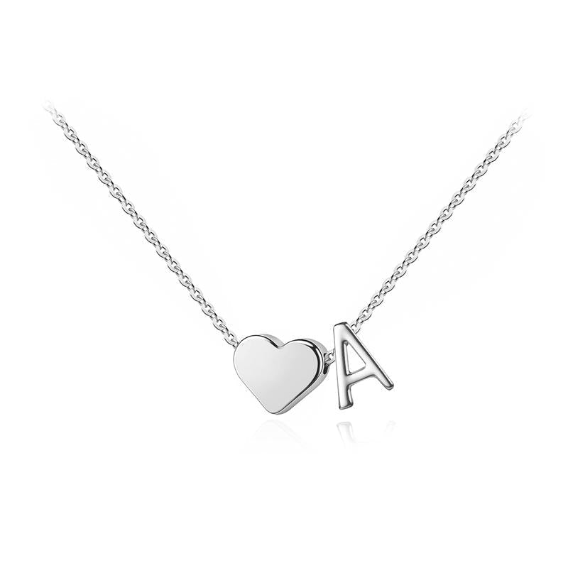 Tiny Heart Initial Necklace – A–Z Letters