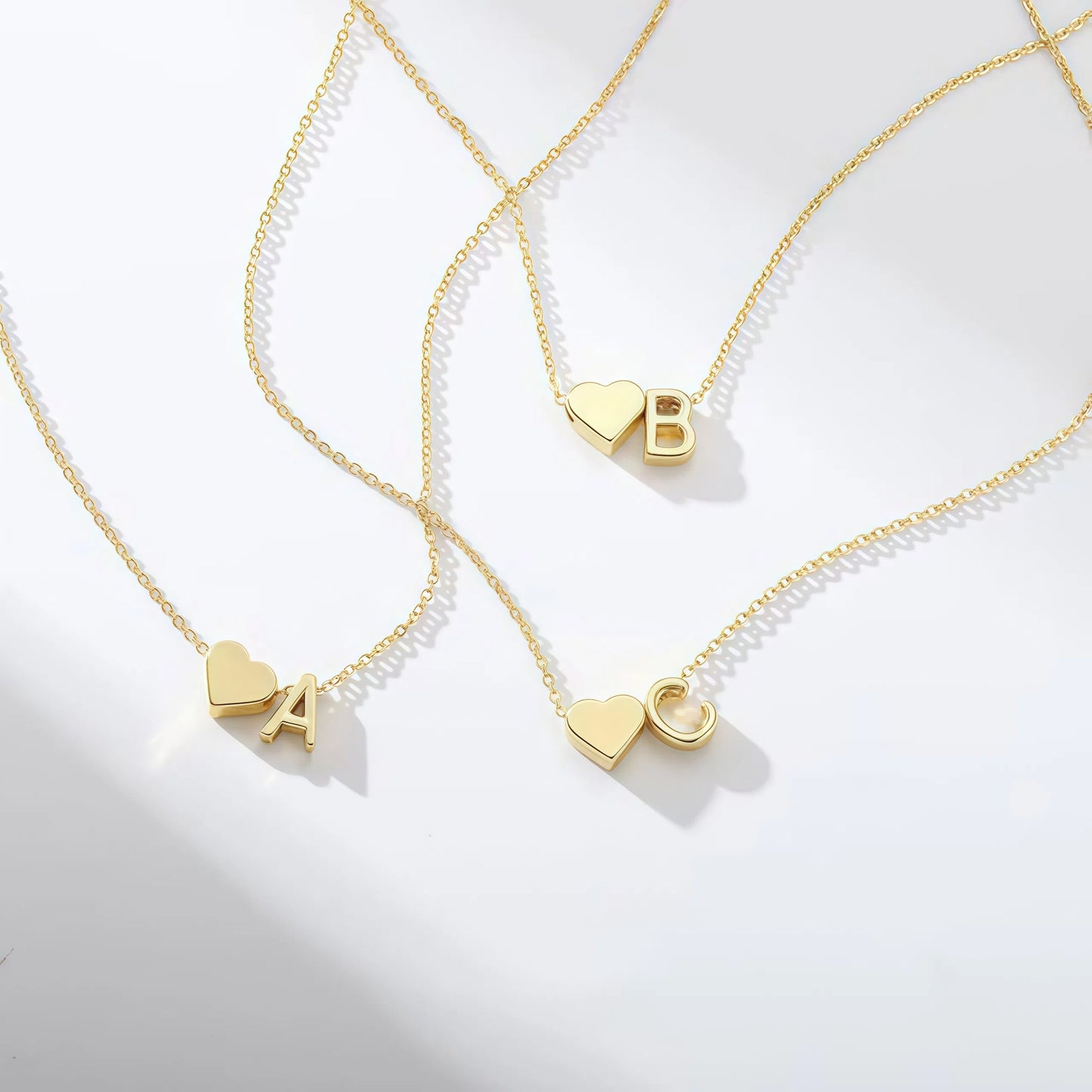 Tiny Heart Initial Necklace – A–Z Letters
