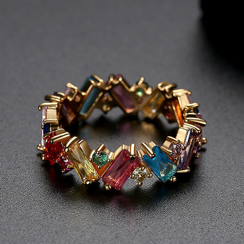 Colorful Cubic Zirconia Ring – 18K Gold Plated