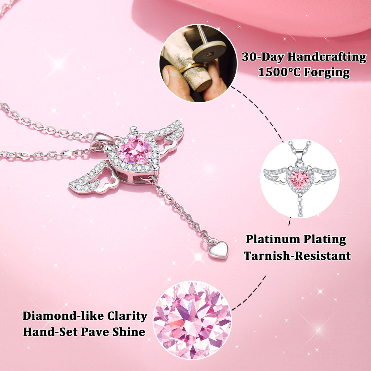 Angel Heart Necklace – Movable Wings Design