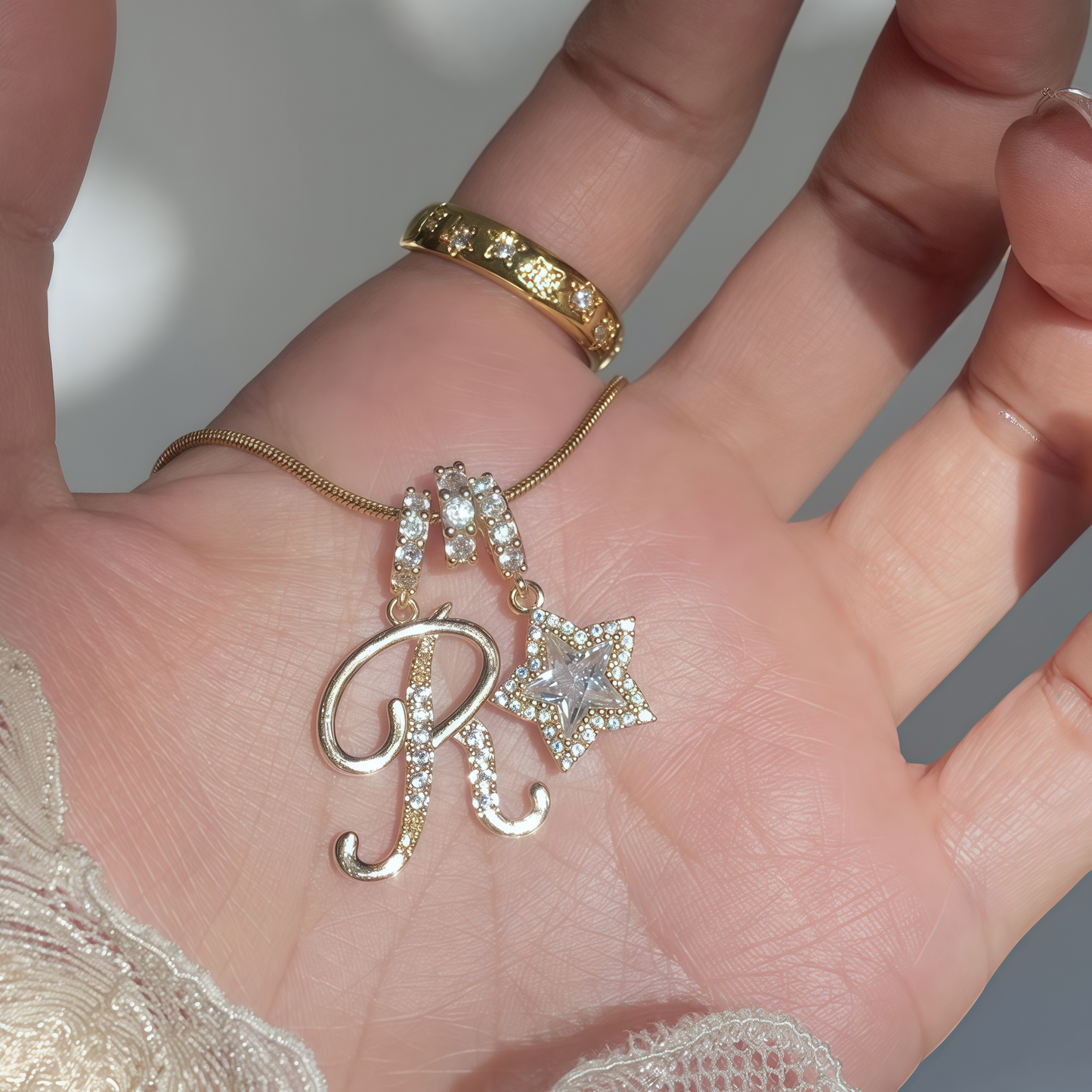 Initial & Star Pendant Necklace – Waterproof & Tarnish-Free