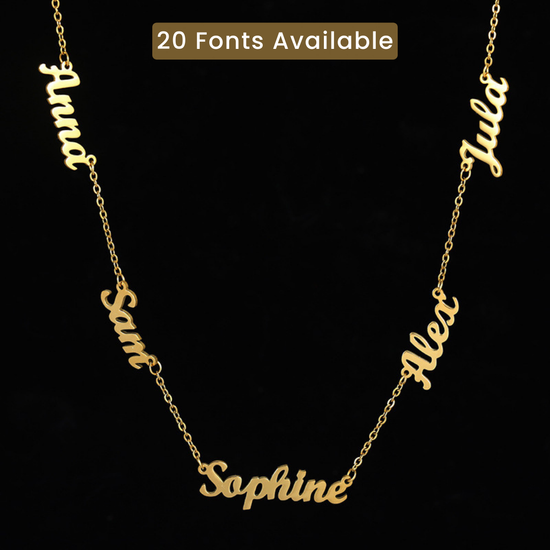 Personalized Name Necklace with 1-6 Names – 20 Fonts Available