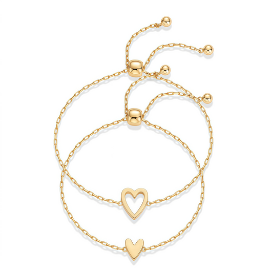2 Pieces Matching Heart Bracelets – BFF & Mother Daughter Set