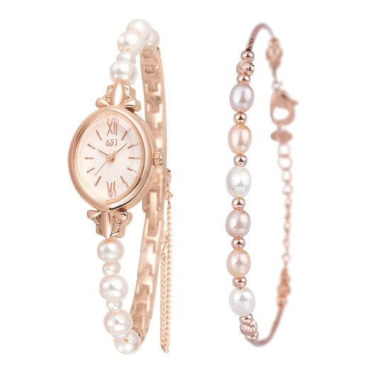 Pretty Pearl Quartz Bracelet Watch – Rose Gold
