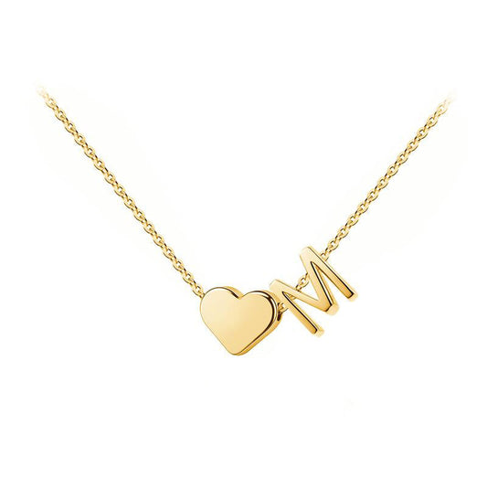 Tiny Heart Initial Necklace – A–Z Letters