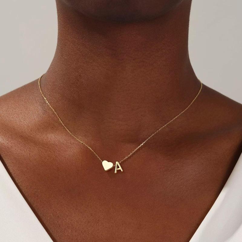 Tiny Heart Initial Necklace – A–Z Letters