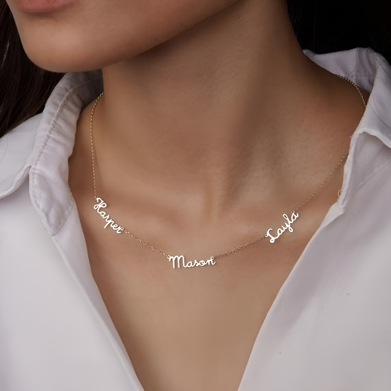Personalized Name Necklace with 1-6 Names – 20 Fonts Available