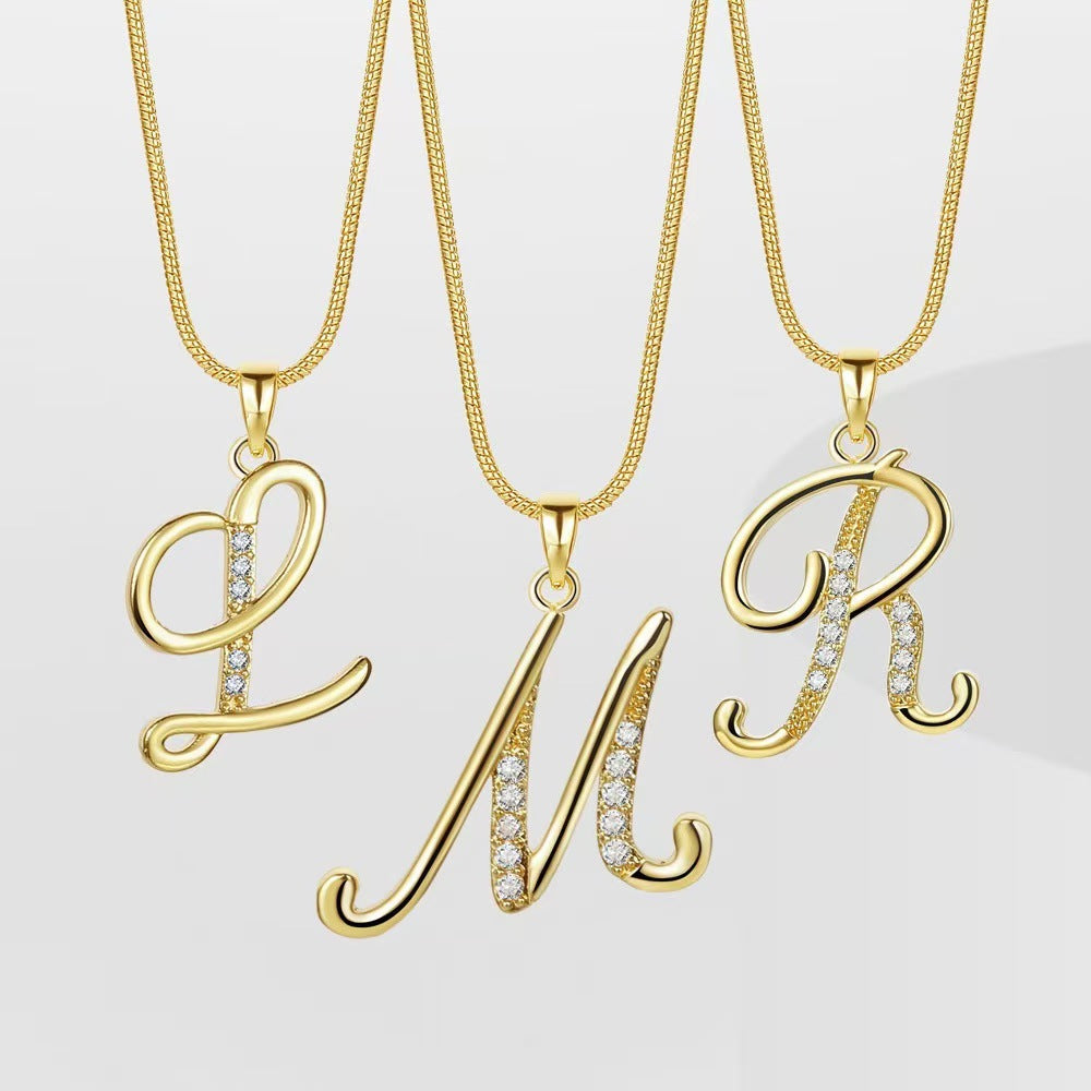 Gold Initial Necklace – A-Z Letters