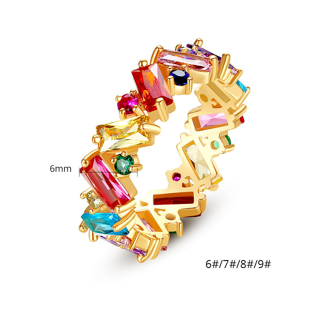 Colorful Cubic Zirconia Ring – 18K Gold Plated
