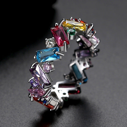 Colorful Cubic Zirconia Ring – 18K Gold Plated