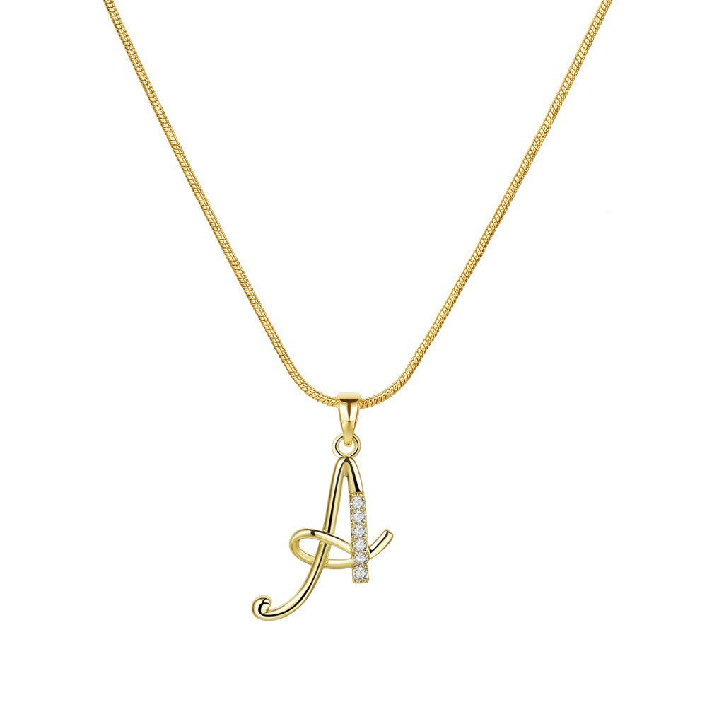 Gold Initial Necklace – A-Z Letters