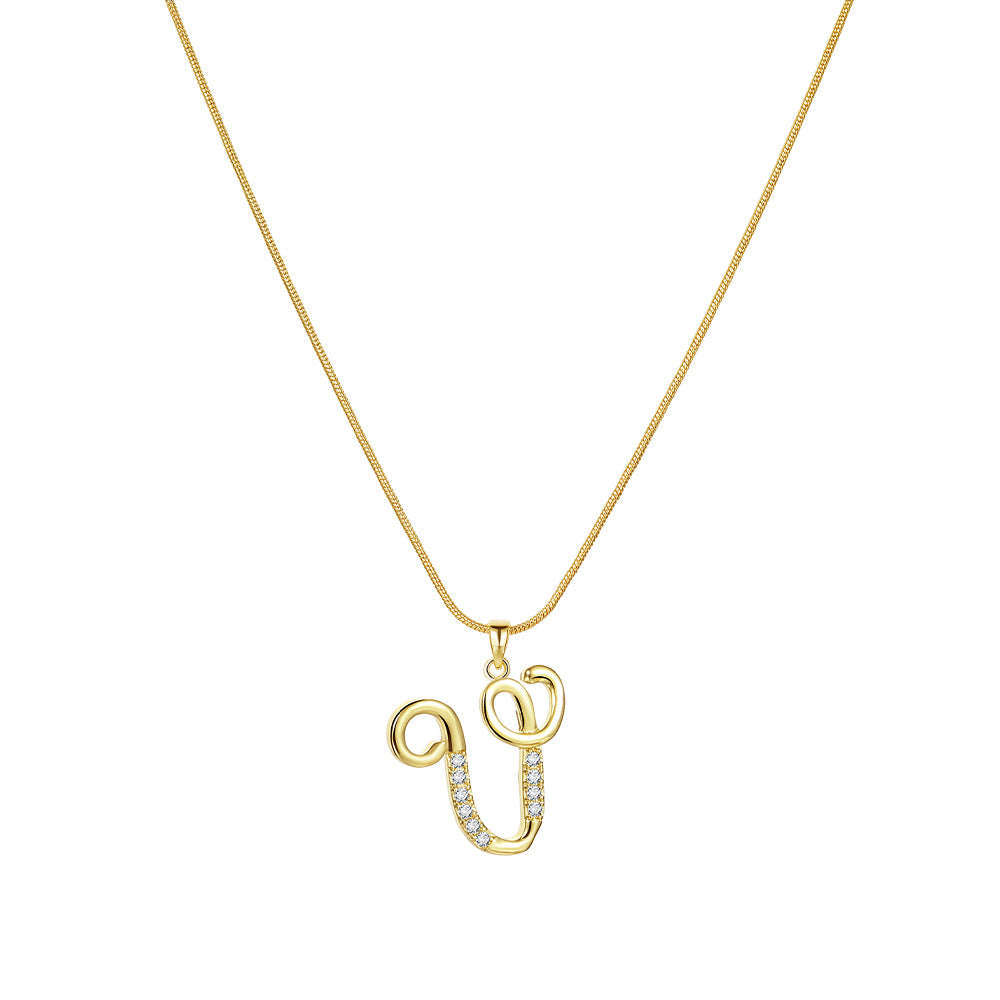 Gold Initial Necklace – A-Z Letters