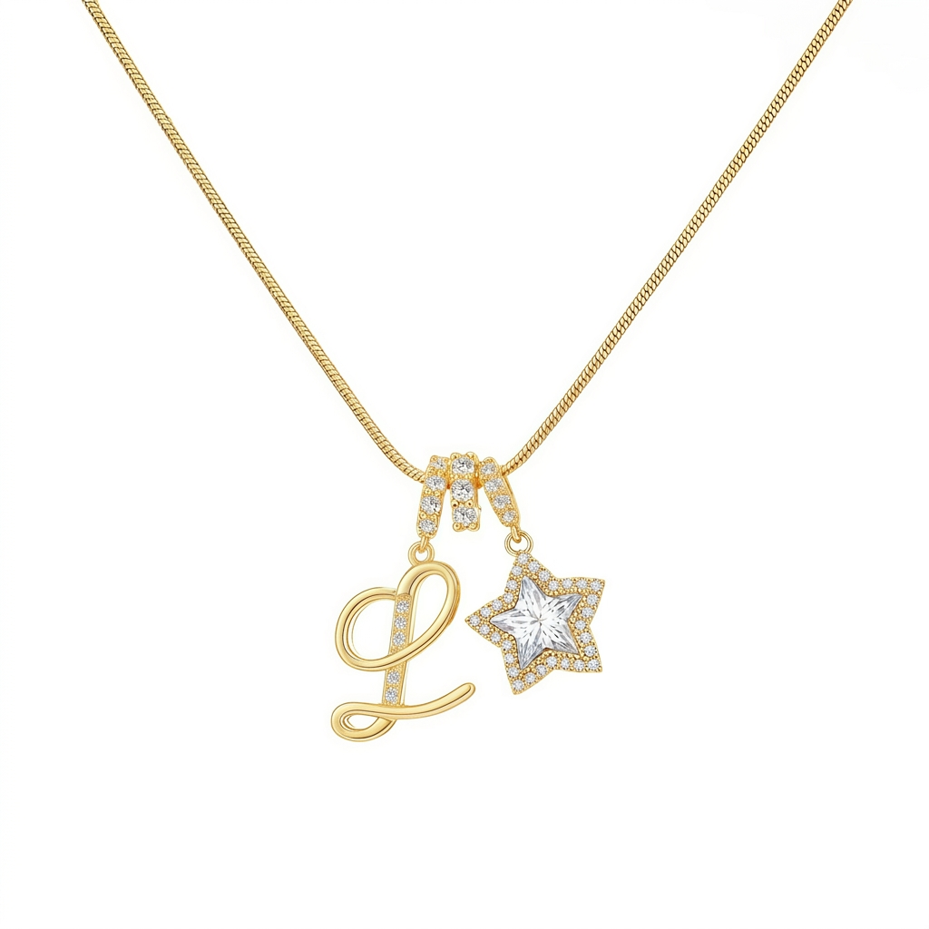 Initial & Star Pendant Necklace – Waterproof & Tarnish-Free