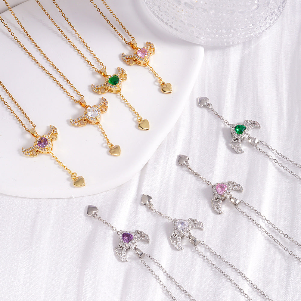 Angel Heart Necklace – Movable Wings Design