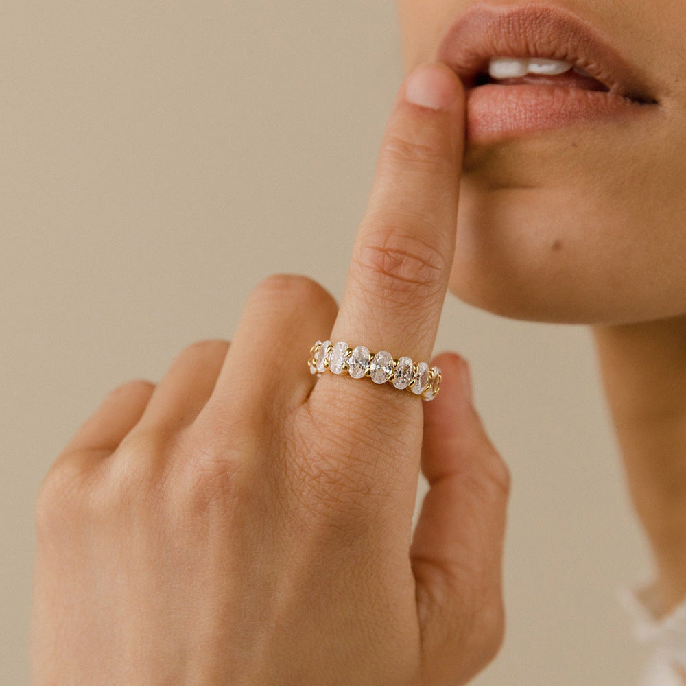 Oval Cubic Zirconia Ring – 14K Gold Plated