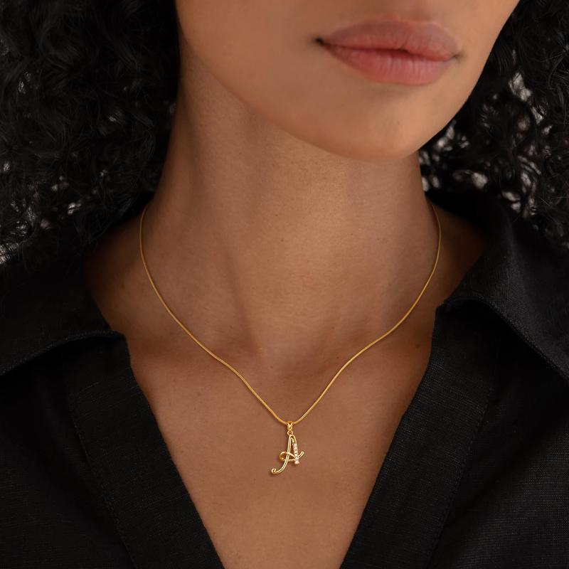Gold Initial Necklace – A-Z Letters
