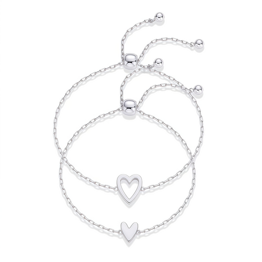 2 Pieces Matching Heart Bracelets – BFF & Mother Daughter Set